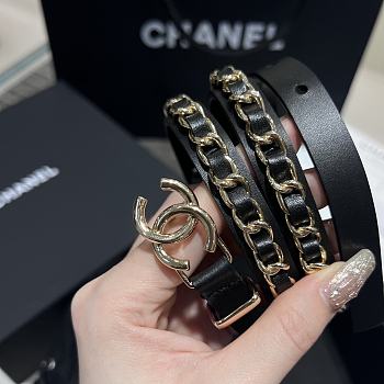 CHANEL Calfskin Metal CC Chain Belt 