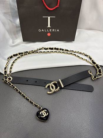 Chanel Chain Belt With Black Heart Resin Logo