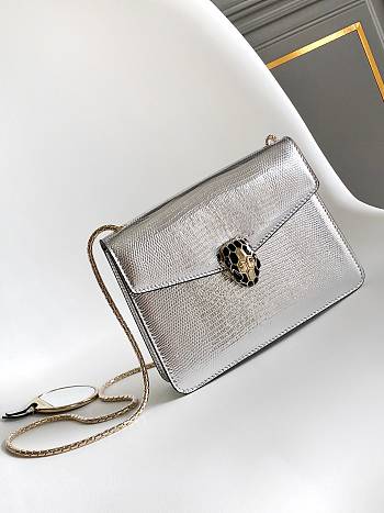 Serpenti Forever Crossbody Bag in silver Molten lizard skin - 20*14*4.5Cm