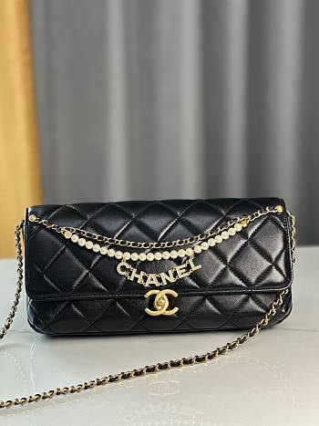 Chanel Black Pearl Gold Chain Strap Bag - 13/27/5cm