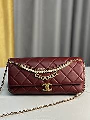 	 Chanel Red Pearl Gold Chain Strap Bag - 13/27/5cm - 1