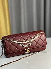 	 Chanel Red Pearl Gold Chain Strap Bag - 13/27/5cm - 5