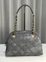 Chanel Maxi Bowling Bag Light Grey Washed Denim Antique Gold Hardware 21*33*15cm - 6