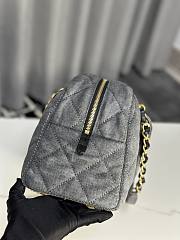 Chanel Maxi Bowling Bag Light Grey Washed Denim Antique Gold Hardware 21*33*15cm - 3