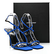 YSL Silk Crepe Baliqua 95mm Sandals Blue - 1