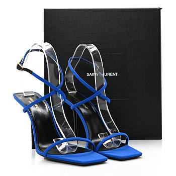 YSL Silk Crepe Baliqua 95mm Sandals Blue