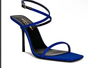 YSL Silk Crepe Baliqua 95mm Sandals Blue - 2