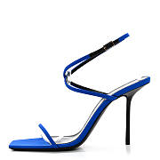 YSL Silk Crepe Baliqua 95mm Sandals Blue - 4