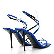 YSL Silk Crepe Baliqua 95mm Sandals Blue - 5