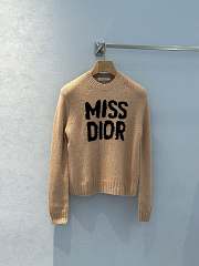 Dior Sweater Ecru Cashmere and Silk Knit with Red Miss Dior Graffiti Motif - 3