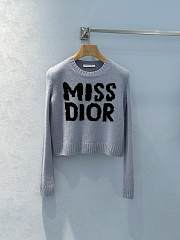 Dior Sweater Ecru Cashmere and Silk Knit with Red Miss Dior Graffiti Motif - 4