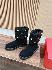 Valentino Roman Stud Black Wool and Leather Boots - 4