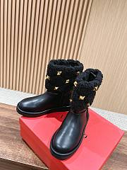 Valentino Roman Stud Black Wool and Leather Boots - 3