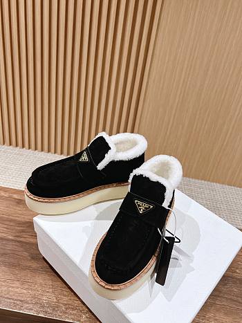 Prada Shearling Lined Suede loafers