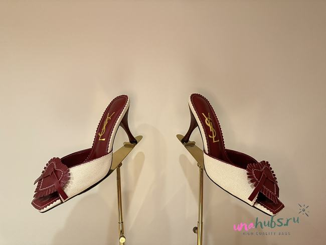 YSL iconic 90s linen bow & heart heels - 1