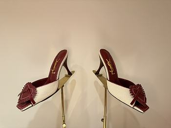 YSL iconic 90s linen bow & heart heels