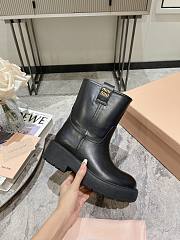 Miu Miu Leather boots with logo print - 1