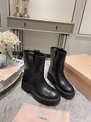 Miu Miu Leather boots with logo print - 5