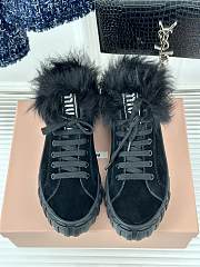 Miu Miu Faux Fur Black Sneakers  - 1