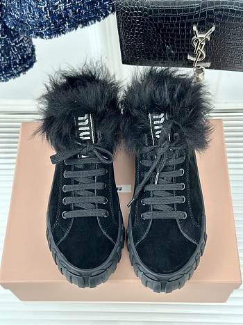 Miu Miu Faux Fur Black Sneakers 