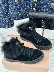 Miu Miu Faux Fur Black Sneakers  - 6