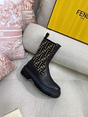 Fenđi FF Logo leather Chelsea Short Boots - 3