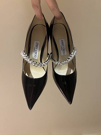 Jimmy Choo Bing 65mm Ballet Patent Leather Mules with Crystal Strap