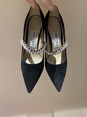 Jimmy Choo Bing 65mm Ballet Black Suede Leather Mules with Crystal Strap - 1