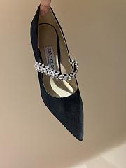 Jimmy Choo Bing 65mm Ballet Black Suede Leather Mules with Crystal Strap - 3