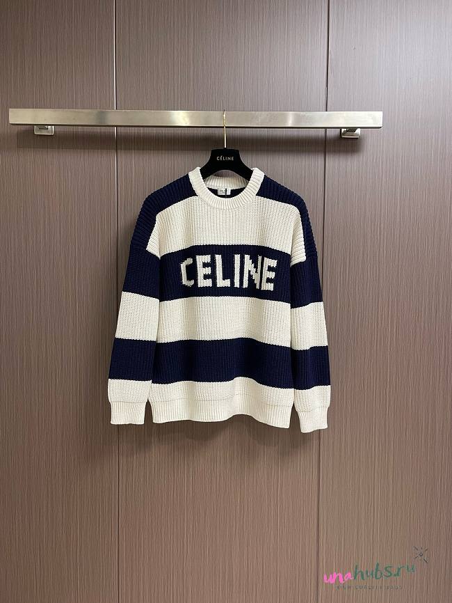 Celine Sweater Dark Blue and White - 1