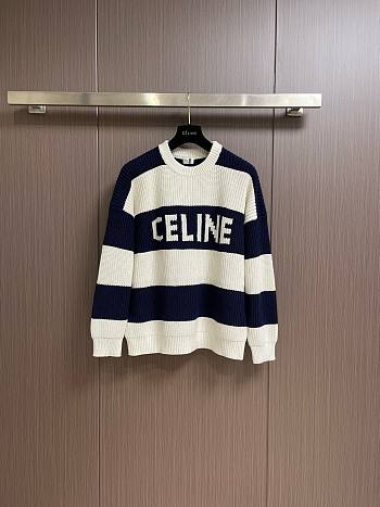 Celine Sweater Dark Blue and White