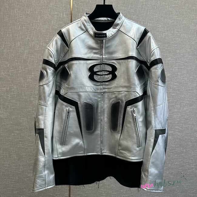 Balenciaga Unity Sports Icon Racer Jacket Silver Jacket - 1