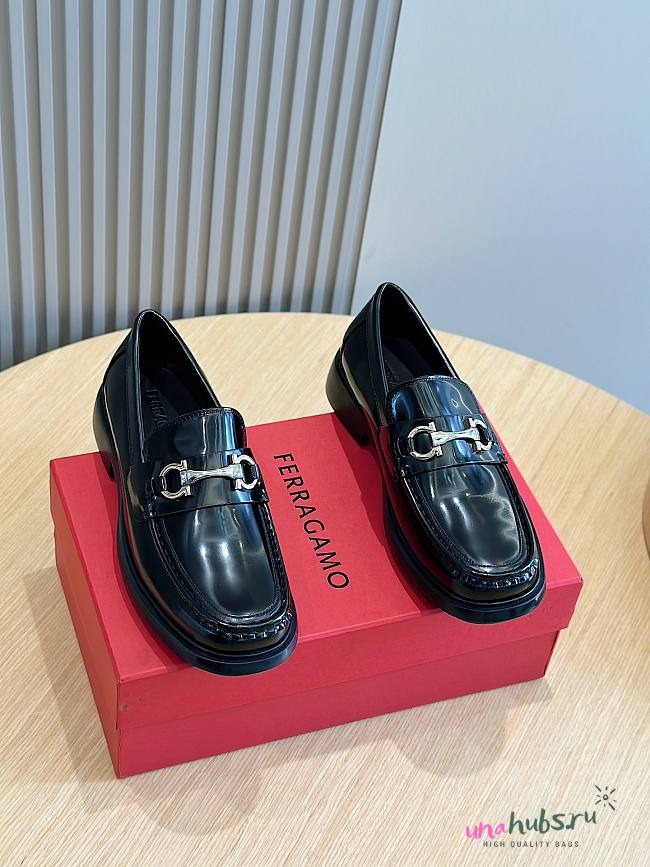 Ferragamo Patent Black Loafer - 1