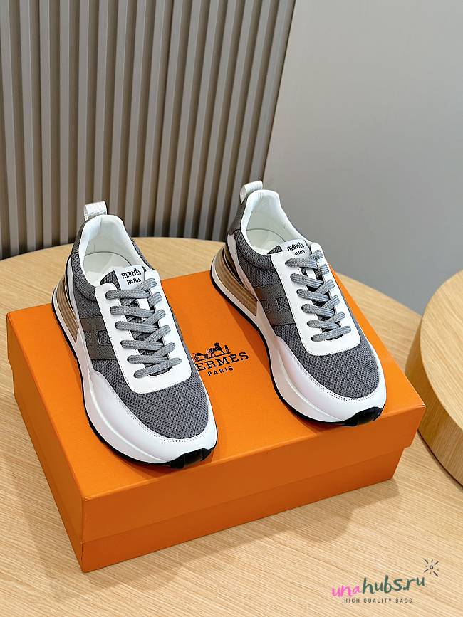 Hermes H Logo Grey Sneakers - 1