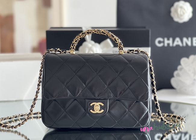 Chanel Top Handle Flap Bag In Black - 25x17x8cm - 1