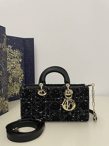 Meidum Lady D-Joy Bag Black Tweed