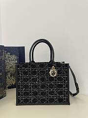 Medium Dior Book Tote Black Cannage Tweed Leather - 36*16*27cm - 1