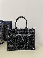 Medium Dior Book Tote Black Cannage Tweed Leather - 36*16*27cm - 3