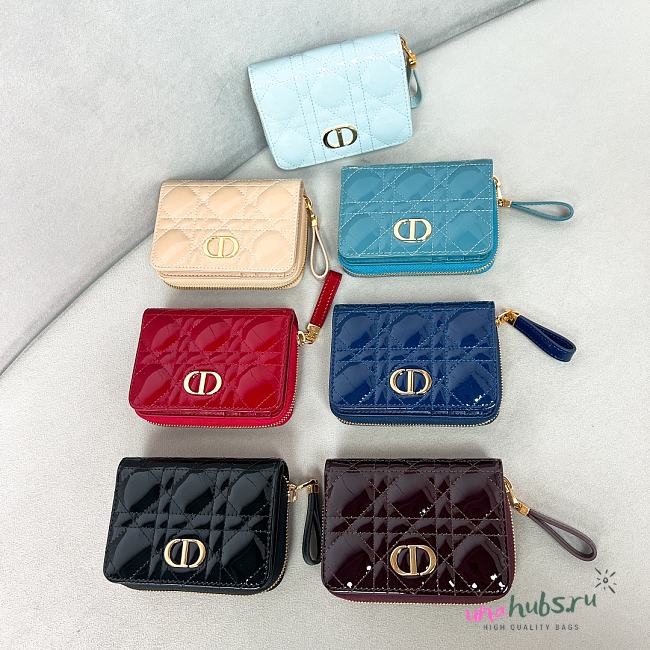 Dior Caro Patent Leather Wallet - 12*9*5cm - 1