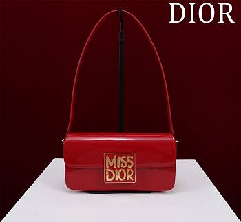 Miss Dior Allover Patent Leather Shoulder Bag - 22 x 11 x 6cm