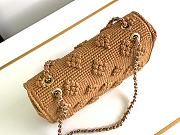 Chanel Camel Beige Raffia Woven Classic Flap Bag - 25cm - 5