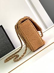 Chanel Camel Beige Raffia Woven Classic Flap Bag - 25cm - 3