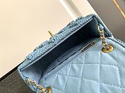 Chanel Blue Beige Raffia Woven Classic Flap Bag 20x12x6cm - 6