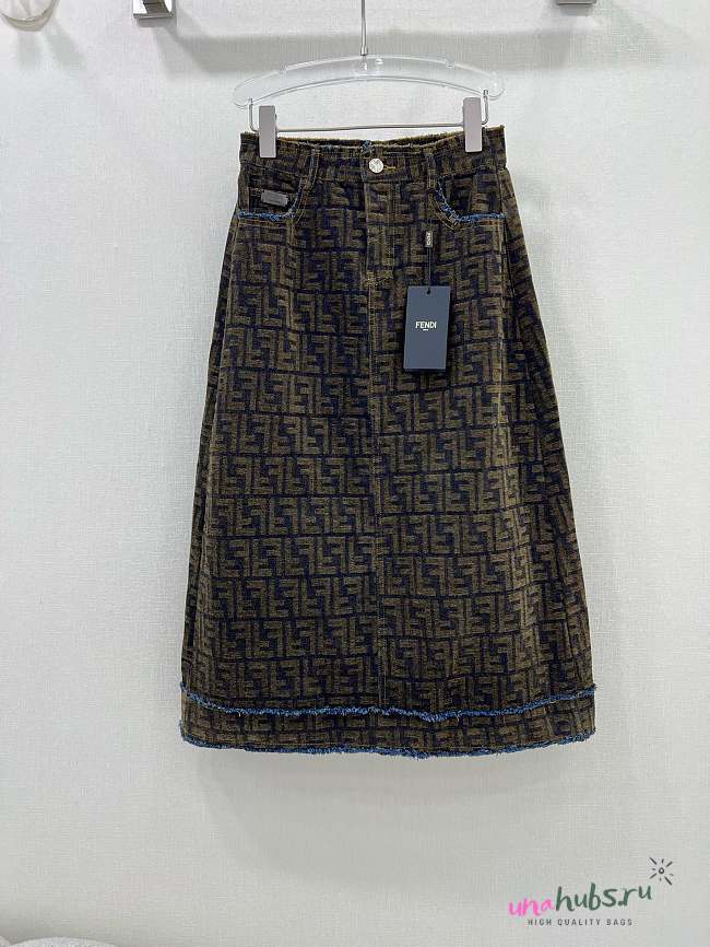 Fendi zucca monogram long skirt - 1