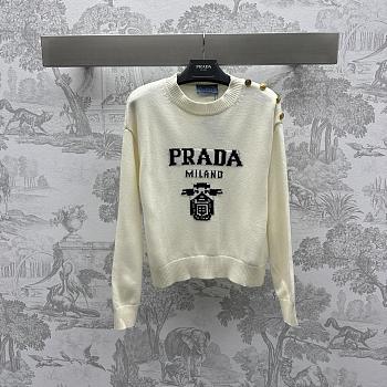 PRADA Cashmere Wool Crewneck Sweater In White 02