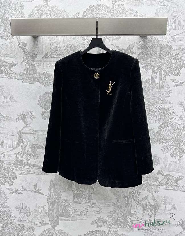 YSL Black Velvet Blazer - 1