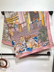 Hermes Ferragamo Graphic Printed Square Scarf in Pink 140x140cm - 3