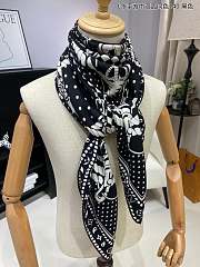 Louis Vuitton Black Flower Scarf 140cm*140cm - 5