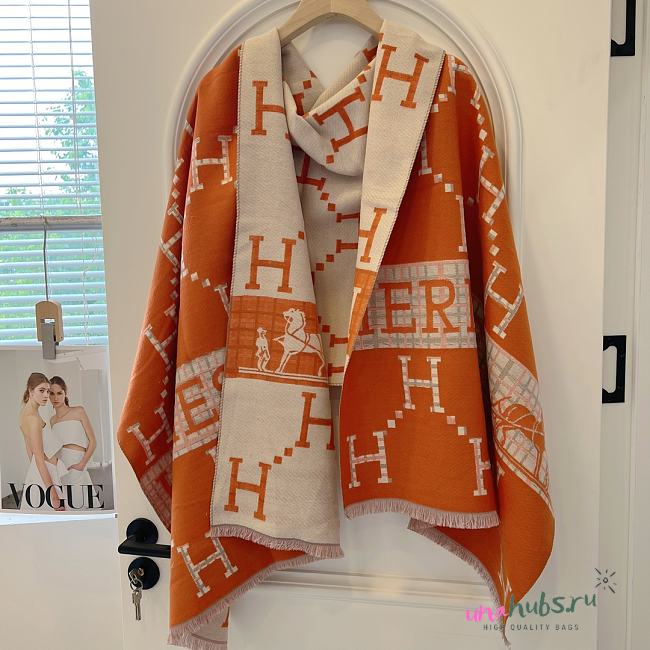 Hermes Orange H Logo Scarf  65*180cm - 1