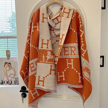 Hermes Orange H Logo Scarf  65*180cm